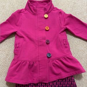 Gymboree Pink Peplum Coat with Colorful Buttons (size 3-4)